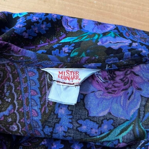 80s vintage floral Peter Pan Collar blouse paisley print puff sleeve button up. - Picture 7 of 7